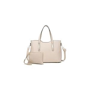 Miss Lulu Sac Fourre-Tout Femme en Cuir Synthétique,Sac à Épaule avec Pochette Amovible,Sac à Main Bandoulière Uni pour Travail Lycée Voyages et Shopping