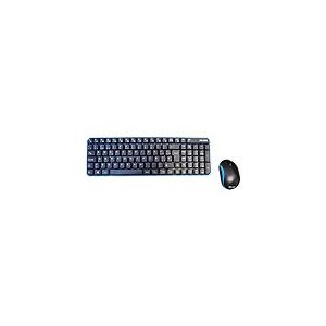 Elbe PTR-101 - Pack Clavier et Souris sans Fil, appairage Automatique, récepteur Nano USB, Souris Optique 3D, récepteur se Range dans la Partie inférieure de la Souris, Bleu-Noir