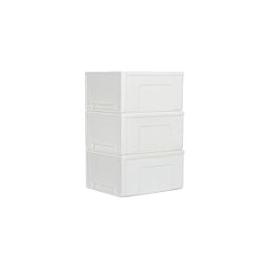 Cetomo 50L*3 Tiroirs de Rangement en Plastique, Organisateurs de Bureau, Tour de Rangement pour Fournitures, Dortoir et Cosmétiques, Superposable, Durable, PP, Sans BPA, Blanc, 50L - Lot de 3