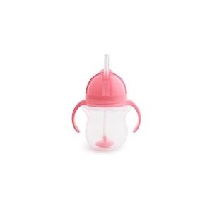 Munchkin Tasse à Paille avec Verrouillage Click Lock Tip & Sip | Tasse Sippy Bébé avec Paille | Sans BPA | Tasse Étanche | Paille Lestée | Biberons Bébé - 7 oz / 207 ml | Rose