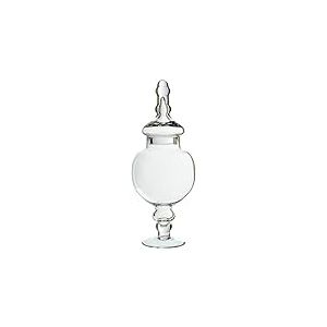 DRW Tibor avec pied et couvercle en verre transparent 8,5 x 8,5 x 30 cm