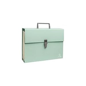 Exacompta - R&eacute;f. 56339E - 1 trieur valisette avec poign&eacute;e Autentik - soufflets renforc&eacute;s multicolores - fermeture par bouton clip - 18 compartiments - dim 32x24 cm - 3 couleurs al&eacute;atoires