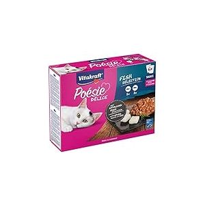 VITAKRAFT - Nourriture Chat « Poésie » - Alimentation Humide Complète pour Chat - À Base de Poisson en Sauce (Cabillaud, Colin) - 6 Sachets de 85 g (Lot de 6)