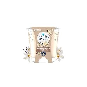Glade Bougie Vegan Parfum Infusé Huiles Essentielles - Nouvelle Formule Sans Huile De Palme - Romantic Vanilla Blossom - 1 Bougie