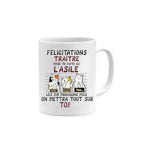Jungle Mug Mug collègue | FÉLICITATIONS TRAÎTRE Départ en Retraite | Idée Cadeau Humour Travail | Tasse Départ Homme ou Femme Bureau | Cadeau Original Collègue (Blanc)