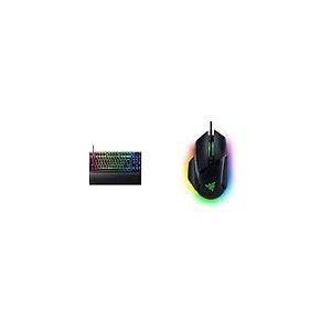Razer Huntsman V2 Tenkeyless (Red Switch) - Clavier de Jeu Optique sans pavé numérique Clavier AZERTY, Noir & Basilisk V3 - Souris de Jeu Filaire : capteur Optique 26K DPI, Noir