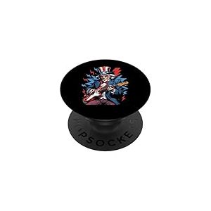 Uncle Sam Guitare électrique 4 juillet Rock USA PopSockets PopGrip Adhésif
