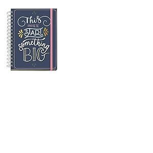 MIQUELRIUS – Agenda 2021 Happy Letters – Castellane, jour de page, 155 x 213 mm (~ A5), papier 90 g, couverture rigide en carton doublé, couleur bleu, Something Big