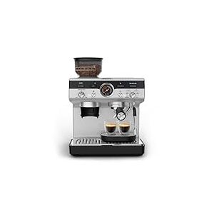Krups Precision, Machine Expresso Manuelle avec moulin, 30 Niveaux de mouture, 15 Bars, Buse Vapeur, 3 Températures, Interface Intuitive, Cappuccino, XP801T10, Silver