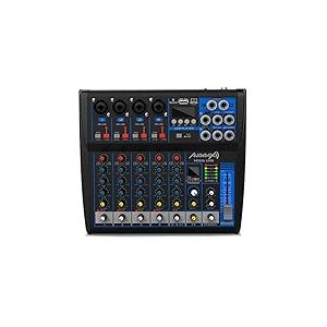 Audibax MG06 USB - Table de Mixage - Table de Mixage Audio 6 Canaux - Interface USB - Lecteur et Enregistreur - Connexion Bluetooth et MP3 - Multi-effets DSP - Alimentation Fantôme 48 V