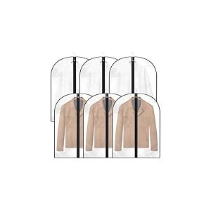 6PCS Housses de V&ecirc;tements,Housse Vetements &agrave; Suspendre Anti Poussi&egrave;re,Transparents Housse Vetements &agrave; Suspendre avce Zip,Protection pour Chemise Costumes,Manteau, Robes etc(60 * 80,Noir)