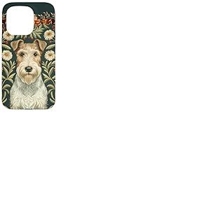 Fox Terrier en Fil de Fer &agrave; la William Morris Coque pour iPhone 15 Pro