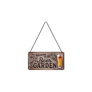 Nostalgic-Art Plaque à suspendre, Welcome to the Beer Garden – Idée de cadeau pour fans de bière, en métal, Design rétro pour décoration, 10 x 20 cm