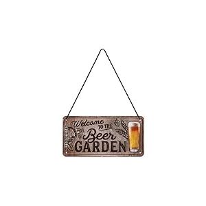 Nostalgic-Art Plaque à suspendre, Welcome to the Beer Garden – Idée de cadeau pour fans de bière, en métal, Design rétro pour décoration, 10 x 20 cm 28056