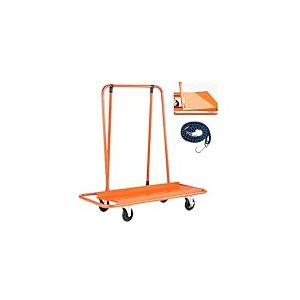 VEVOR Chariot Porte-plaques de Pl&acirc;tre, Charge 816,5 kg, Chariot Porte-Panneaux de Cloisons S&egrave;ches &agrave; Large Plateforme, avec roulettes Pivotantes 2 Freins, Sangle d'Arrimage, pour Transport, Orange