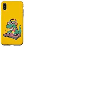 DJ Dino Funny Music Lover Tourne-Disque Dinosaure Coque pour iPhone XS Max