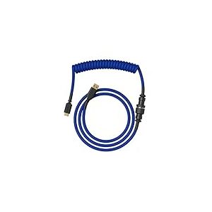 Glorious Gaming - Câble Spiralé Premium pour Claviers - Cobalt Blue, Plaqué Or USB-A (PC) vers USB-C (Clavier), Protection Contre Les Nœuds, Gaine Double Tressée, Connecteur Aviateur 5 Broches