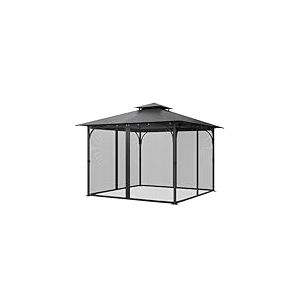 VEVOR Moustiquaire Tonnelle de 304,8x304,8x204,2 cm, Moustiquaire Gazebo Extérieur, avec Double Fermeture Éclair, Rideau de Tonnelle en Maille Anti-moucherons pour Jardin, Patio, Filet Uniquement