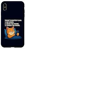 Plan Directeur d'aujourd'Hui Lay Drain Charge Phone Cat Meme Coque pour iPhone XS Max