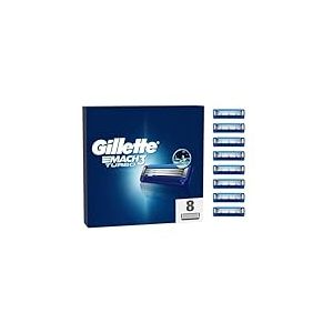 Gillette Mach3 Turbo Recharges De Lames De Rasoir Pour Homme, À 3 Lames, 8 Recharges De Lames, Lames Plus Résistantes Que L’Acier