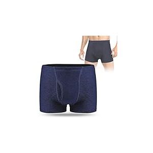 CARER BEAUTY Culotte d'incontinence pour homme en coton avec coussinet absorbant, respirant, doux, réutilisable, anti-fuite pour patients chirurgicaux et personnes souffrant d'incontinence Bleu-3XL