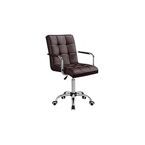 Yaheetech Chaise Bureau Fauteuil d'Ordinateur en Similicuir Hauteur R&eacute;glable avec Si&egrave;ge Dossier Rembourr&eacute;s Accoudoirs D&eacute;tachables &agrave; roulettes Pivotantes Marron