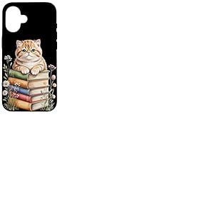 Exotic Shorthair Bookworm Flowers Book Reading Books Coque pour iPhone 16