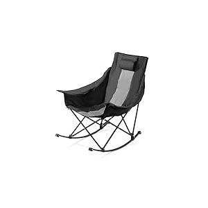 VEVOR Chaise à Bascule Pliante de Camping Chauffante, 3 Réglages de Chaleur, Charge 102 kg, avec Poche et Porte-gobelet, Chaise Rembourrée Extérieur Portable pour Jardin, Sports en Plein Air, Voyage