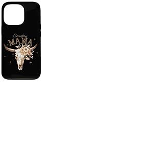Étoiles en forme de crâne de taureau à motif floral Country Coque pour iPhone 13 Pro