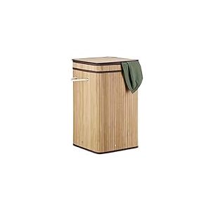Relaxdays Corbeille Pliable Bambou Anse 70 litres Panier carré Coffre Linge Sale Pliant HxØ: 63 x 36 cm, Nature