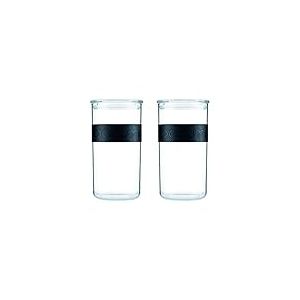 Bodum K11830-01SA Bocaux Conservation en Plastique avec Couvercle Hermétique Set de 2, Noir, 2 l