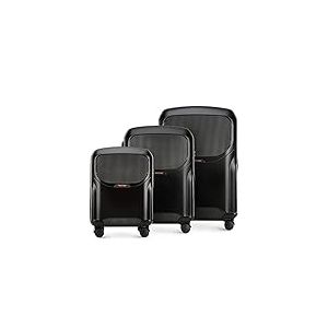 WITTCHEN Valise de Voyage Set de 3 valises Valise à roulettes Bagages à Main en Polycarbonate avec 4 roulettes pivotantes Serrure à Combinaison Poignée télescopique Lady 2 Line Noir