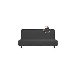 Easy-Going Housse de canap&eacute; Extensible sans accoudoirs - Protection de Meubles sans accoudoirs - Souple avec &eacute;lastique en Bas pour Enfants, Jacquard &eacute;lasthanne &agrave; Petits Carreaux (futon, Gris fonc&eacute;)