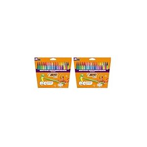 BIC Kids Kid Couleur - Feutres de Coloriage Ultra Lavables &agrave; Pointe Moyenne - Couleurs Assorties, Etui Carton de 36 (Lot de 2)