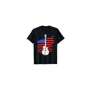US Flag Drapeau Américain Guitare T-Shirt