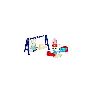 Peppa Pig Coffret Peppa Joue au Parc, Jouets pour Filles, Coffret de Figurines et Rebecca Rabbit 7,5 cm, Jeu créatif pour Enfants dès 3 Ans