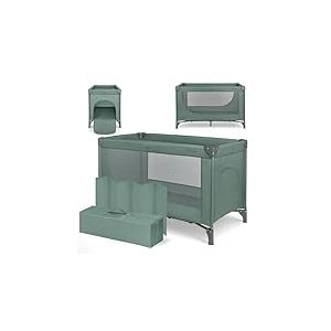 KikkaBoo Lit Parapluie B&eacute;b&eacute; Pliable Compact So Gifted, Lit de Voyage L&eacute;ger 120x60 cm, Jusqu&rsquo;&agrave; 15 kg, sans Matelas, Sac de Transport Inclus, Vert