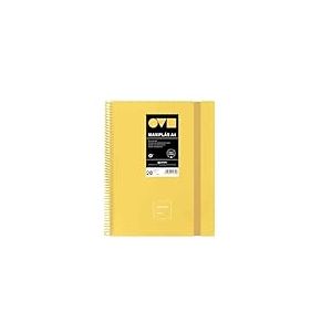 Grafopl&aacute;s Classeur &agrave; pochettes en plastique A4 20 pochettes transparentes Couverture rigide en Polyfoam R&eacute;sistant et ultra l&eacute;ger Jaune Spirale PVC Id&eacute;al pour documents