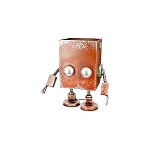 Casablanca Robotic Cache-Pot, en m&eacute;tal, Marron Rouille, Finition Antique, Hauteur 38 cm x Largeur 34 cm, Forme Robot