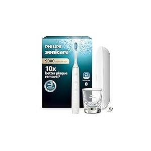 Philips Sonicare DiamondClean 9000 - Brosse &agrave; dents &eacute;lectrique, 4 modes de brossage, 3 niveaux d'intensit&eacute;, capteur de pression, connect&eacute; &agrave; l&rsquo;application, &eacute;tui de voyage USB, blanc, mod&egrave;le HX9911/27