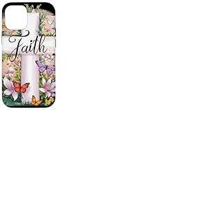 Faith-Cross Papillons floraux Christ Fleurs Religieuse Fille Coque pour iPhone 12/12 Pro