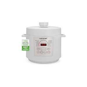 NutriChef Autocuiseur &Eacute;lectrique 6 Quart, 12 Fonctions d'Autocuiseur Digital, Temps et Temp&eacute;rature R&eacute;glables, Fonction de R&eacute;chauffage et Maintien au Chaud, 13.1 x 11.4 IN, Blanc
