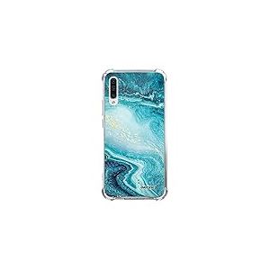 Evetane - Coque Silicone Compatible avec Samsung Galaxy A50 - Protection Souple et Renforcée - Coins Antichocs - Fine et Transparente - Coque Arrière - Bleu Nacré Marbre