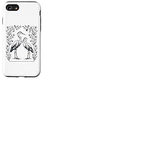 H&eacute;rons Fleurs Illustration Fleurs Sauvages Coque pour iPhone SE (2020) / 7/8