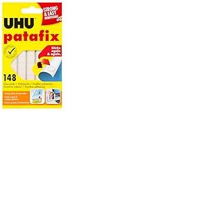 UHU Patafix - Pastilles Adh&eacute;sives Pr&eacute;d&eacute;coup&eacute;es - Fixation Rapide et Propre - Test&eacute;es Sous Contr&ocirc;le Dermatologique - Blanches - 148 Pastilles Adh&eacute;sives Double Face