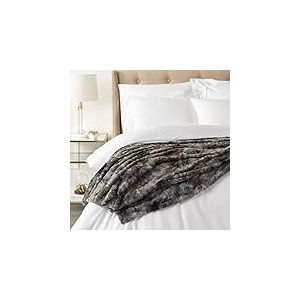 Amazon Basics Couverture jetée de canapé Plaid en fausse fourrure, non chauffant, 150 x 200 cm, gris