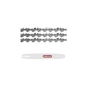 Oregon Lot de 3 Chaînes et 1 Guide de Tronçonneuse - Chaîne 3/8" Low Profile, 0.50 pouces (1.3mm), 56 maillons avec Guide A041 de 40cm, compatible avec Husqvarna, Ryobi, Dolmar, Einhell et autres