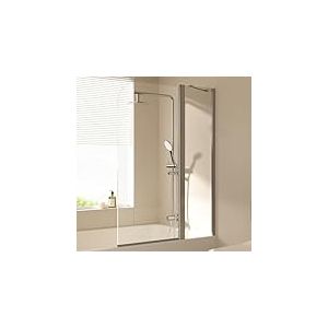 EMKE Paroi de douche pour baignoire - 100 x 140 cm - Pliable avec paroi lat&eacute;rale - Pour baignoire, paroi de douche pliable - Verre de s&eacute;curit&eacute; de 6 mm
