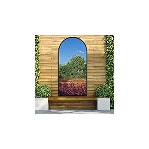 MirrorOutlet The Arcus – Miroir Mural de Jardin Moderne en Forme d'arc avec Cadre Noir 140 x 70 cm