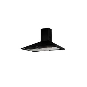 Cata Hotte aspirante Omega 900 BK/M - Hotte de cuisine faible niveau sonore, largeur de 90 cm, 3 niveaux d'extraction, panneau de commande mécanique, finition noire